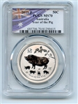 2019 P 50C Silver 1/2 oz Australia Year of the Pig Half Dollar PCGS MS70