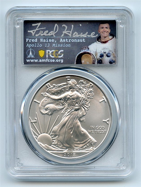 2018 $1 American Silver Eagle 1oz PCGS MS70 Fred Haise