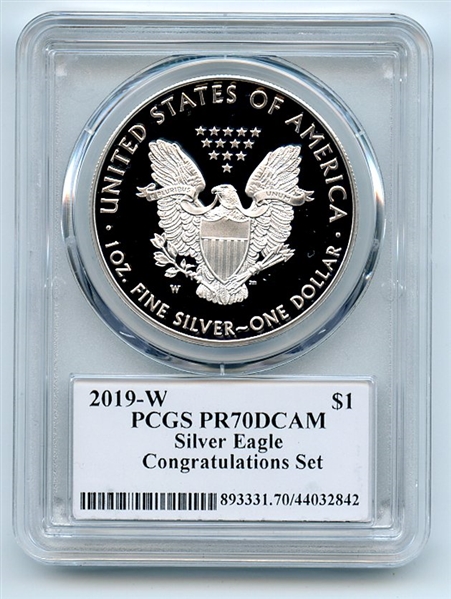 2019 W $1 American Silver Eagle Congratulations PCGS PR70DCAM Fred Haise