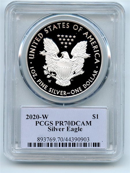 2020 W $1 Proof American Silver Eagle PCGS PR70DCAM Cleveland Native