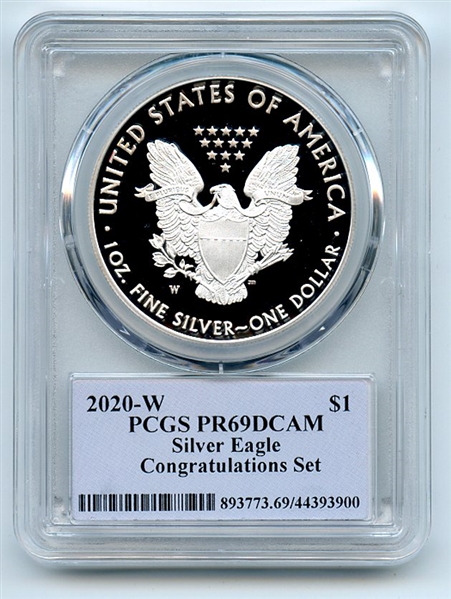 2020 W $1 American Silver Eagle Congratulations PCGS PR69DCAM Cleveland Native