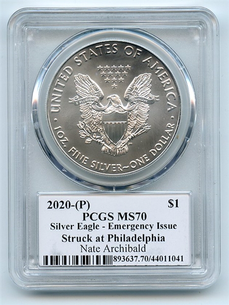 2020 (P) $1 Silver Eagle Emergency Issue PCGS MS70 Legends of Life Nate Archibald