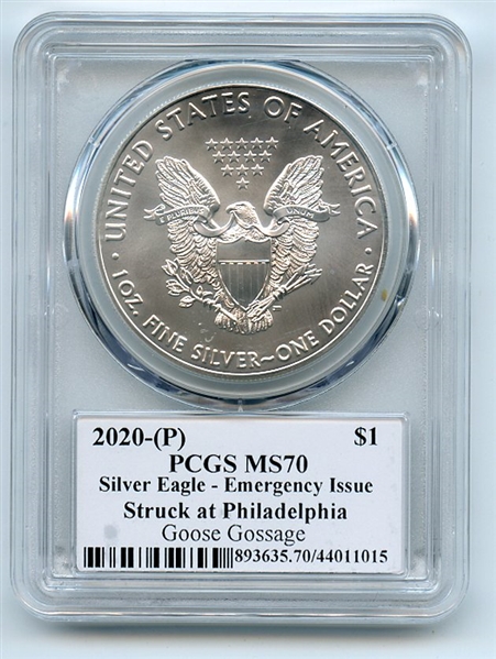 2020 (P) $1 Silver Eagle Emergency Issue PCGS MS70 Legends of Life Goose Gossage