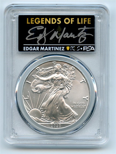 2020 (P) $1 Silver Eagle Emergency Issue PCGS MS70 Legends Life Edgar Martinez