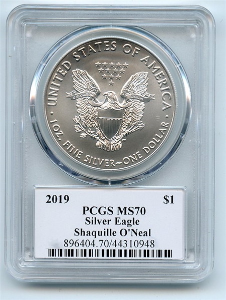 2019 $1 American Silver Eagle PCGS PSA MS70 Legends of Life Shaquille O'Neal