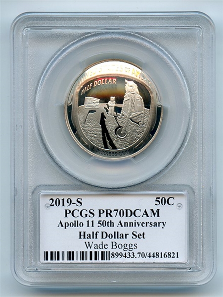 2019 S 50C Apollo 11 Commemorative PCGS PR70DCAM Legends of Life Wade Boggs