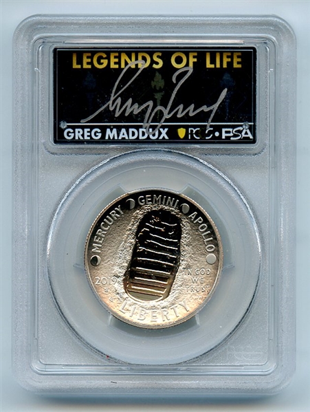 2019 S 50C Apollo 11 Commemorative PCGS PR70DCAM Legends of Life Greg Maddux