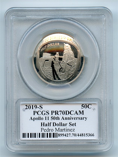 2019 S 50C Apollo 11 Commemorative PCGS PR70DCAM Legends of Life Pedro Martinez