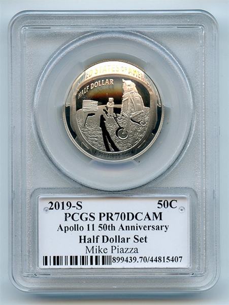 2019 S 50C Apollo 11 Commemorative PCGS PR70DCAM Legends of Life Mike Piazza