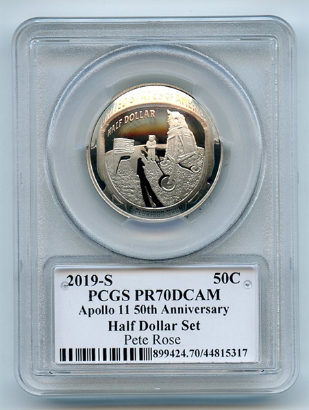 2019 S 50C Apollo 11 Commemorative PCGS PR70DCAM Legends of Life Pete Rose