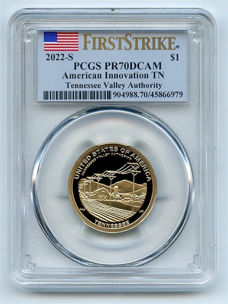 2022 S $1 American Innovation TN Tennessee Valley Dollar PCGS PR70DCAM FS