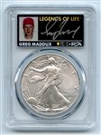 2023 $1 American Silver Eagle 1oz PCGS MS70 FDOI Legends of Life Greg Maddux