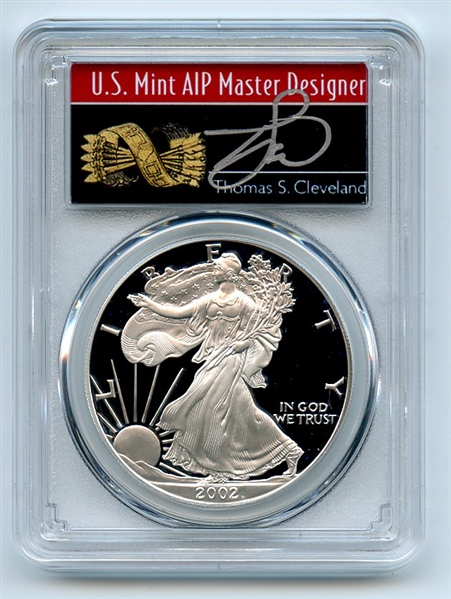 2002 W $1 Proof American Silver Eagle 1oz PCGS PR69DCAM Thomas Cleveland Arrows