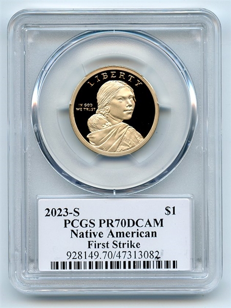 2023 S $1 Sacagawea Dollar PCGS PR70DCAM First Strike Thomas Cleveland Native