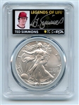 2024 $1 American Silver Eagle 1oz PCGS MS70 FDOI Legends of Life Ted Simmons