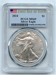 2024 $1 American Silver Eagle Dollar 1oz PCGS MS69 First Day of Issue FDOI