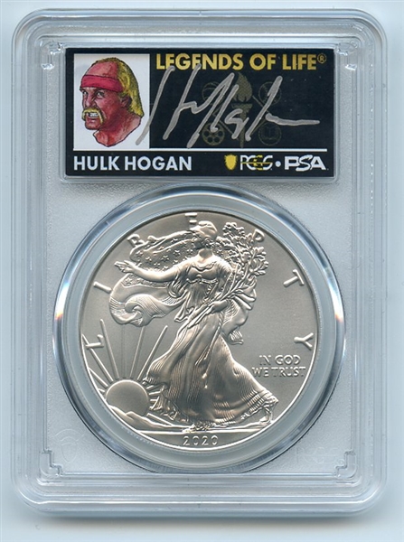 2020 $1 American Silver Eagle PCGS MS70 FDOI Legends of Life Hulk Hogan