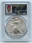 2020 $1 American Silver Eagle PCGS MS70 FDOI Legends of Life Greg Maddux