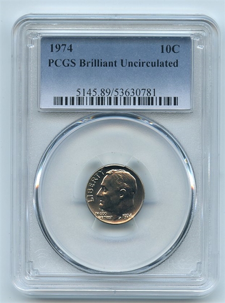 1974 10C Roosevelt Dime PCGS Brilliant Uncirculated BU