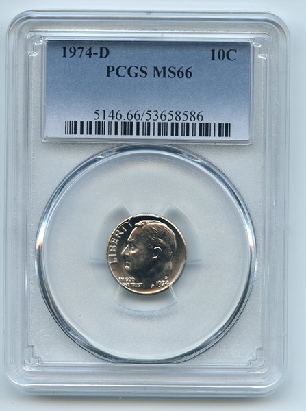 1974 D 10C Roosevelt Dime PCGS MS66