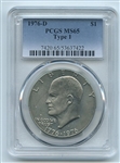 1976 D Type 1 $1 Ike Eisenhower Dollar PCGS MS65