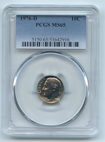 1976 D 10C Roosevelt Dime PCGS MS65