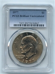 1977 $1 Ike Eisenhower Dollar PCGS Brilliant Uncirculated BU