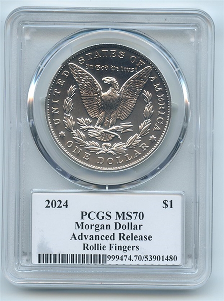 2024 $1 Silver Morgan Dollar PCGS MS70 AR Legends of Life Rollie Fingers