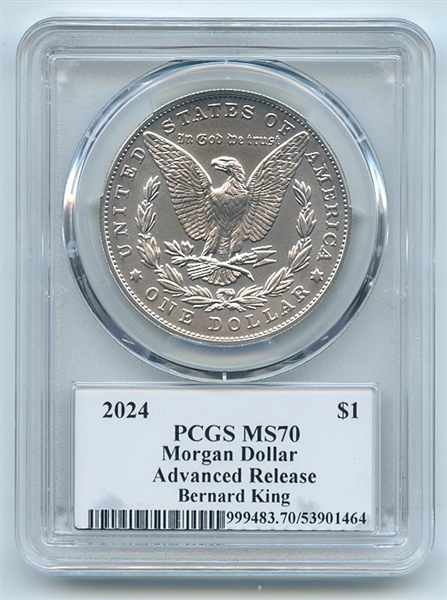 2024 $1 Silver Morgan Dollar PCGS MS70 AR Legends of Life Bernard King