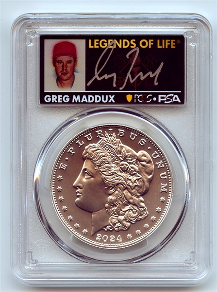 2024 $1 Silver Morgan Dollar PCGS MS70 AR Legends of Life Greg Maddux