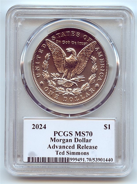 2024 $1 Silver Morgan Dollar PCGS MS70 AR Legends of Life Ted Simmons