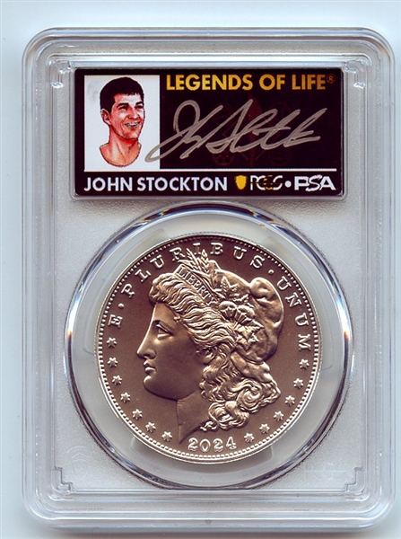 2024 $1 Silver Morgan Dollar PCGS MS70 AR Legends of Life John Stockton