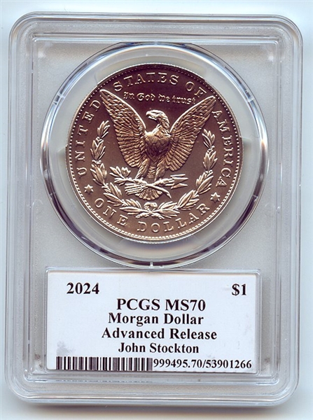 2024 $1 Silver Morgan Dollar PCGS MS70 AR Legends of Life John Stockton