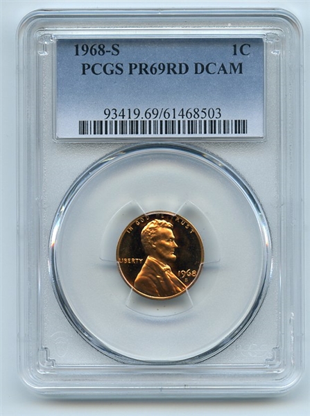 1968 S 1C Lincoln Cent PCGS PR69DCAM