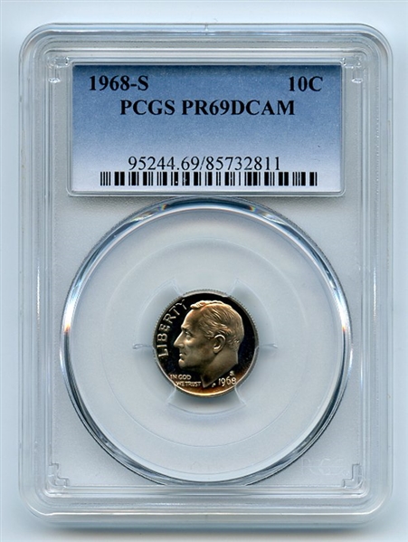 1968 S 10C Roosevelt Dime PCGS PR69DCAM