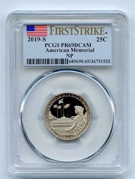 2019 S 25C Clad American Memorial Quarter PCGS PR69DCAM First Strike