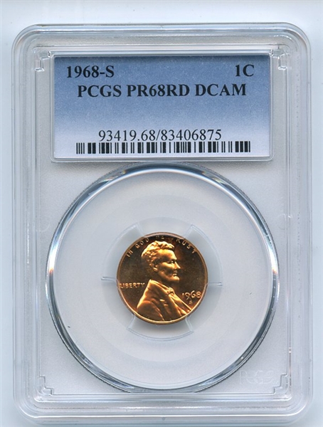 1968 S 1C Lincoln Cent PCGS PR68DCAM