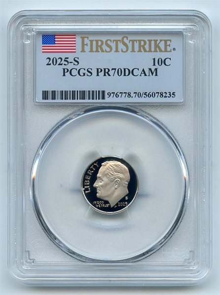 2025 S 10C Clad Roosevelt Dime PCGS PR70DCAM First Strike