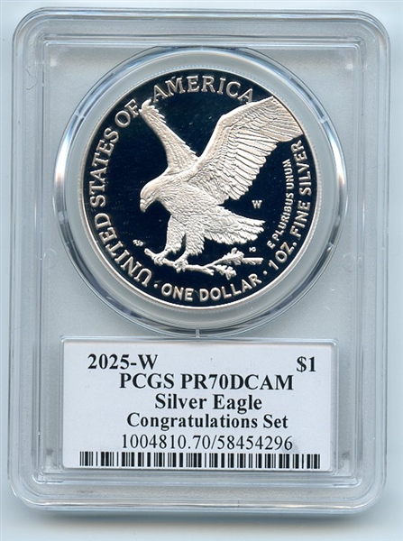 2025 W $1 Proof Silver Eagle Congratulation PCGS PR70DCAM Thomas Cleveland Eagle