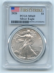2026 $1 American Silver Eagle Dollar 1oz PCGS MS69 First Strike