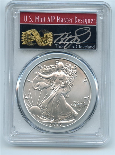 2026 $1 American Silver Eagle 1oz PCGS MS70 First Strike Thomas Cleveland Arrows