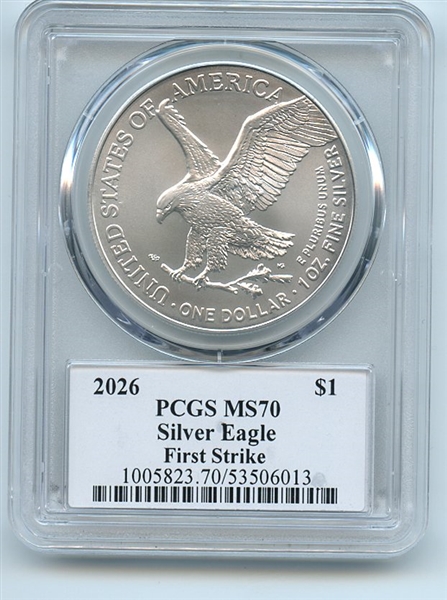 2026 $1 American Silver Eagle 1oz PCGS MS70 First Strike Thomas Cleveland Arrows