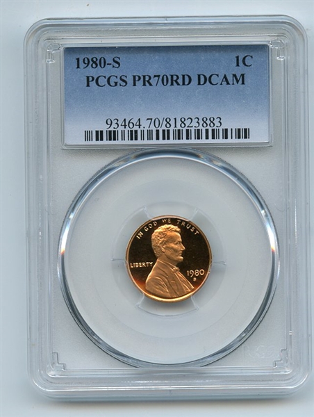 1980 S 1C Lincoln Cent Proof PCGS PR70DCAM