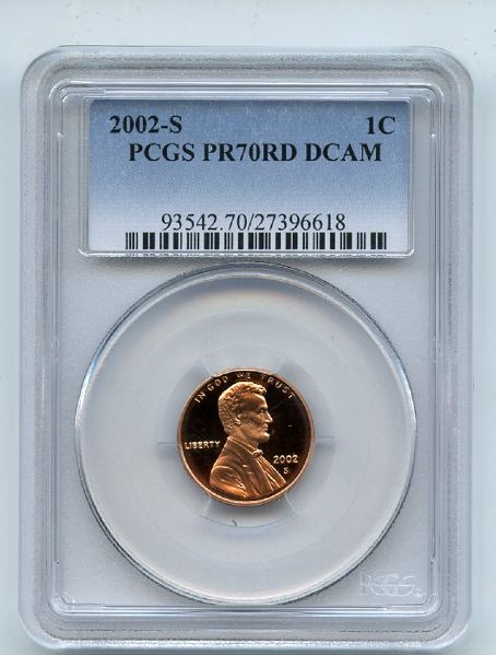 2002 S 1C Lincoln Cent PCGS PR70DCAM