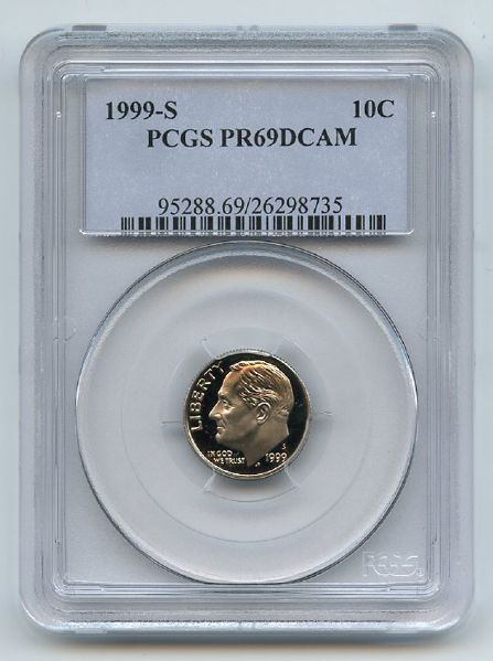 1999 S 10C Clad Roosevelt Dime PCGS PR69DCAM